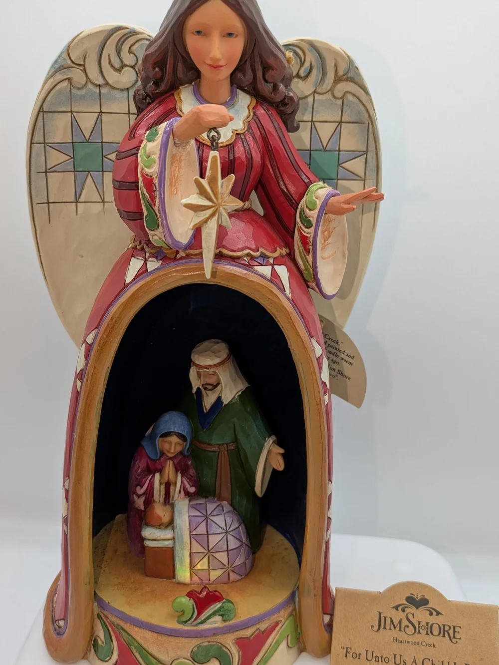 Jim Shore Red Angel Nativity Figurine with Gold Star